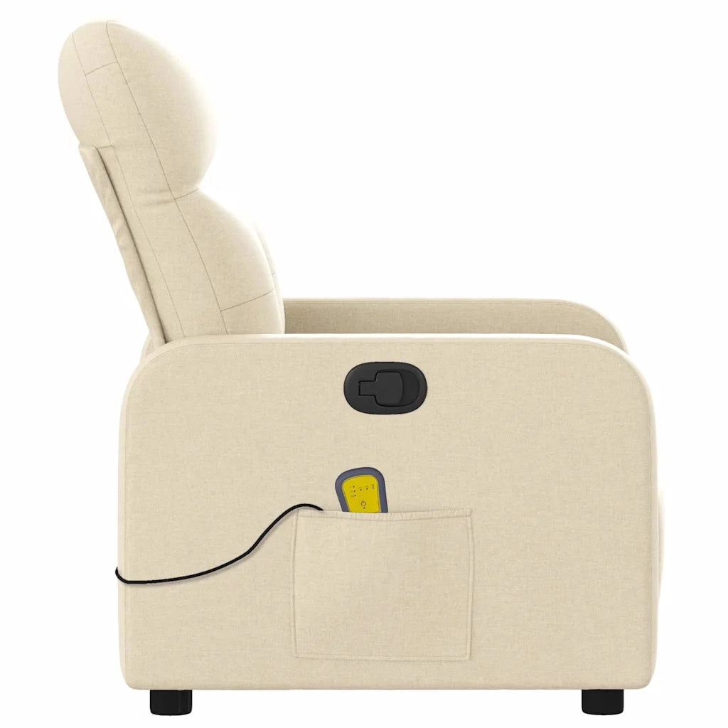 Poltrona Massaggiante | Sedia Relax Reclinabile Crema in Tessuto