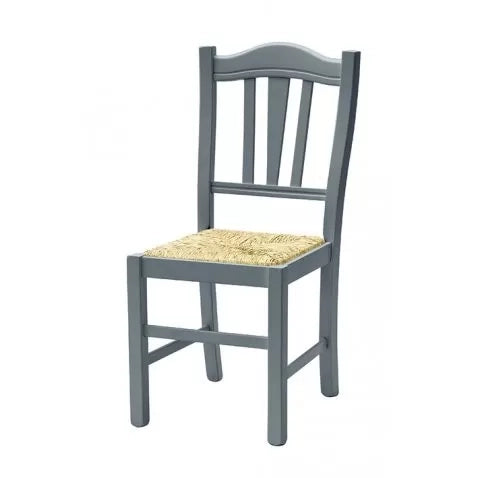 Set 2 sedie country legno grigio seduta paglia 43x48x95