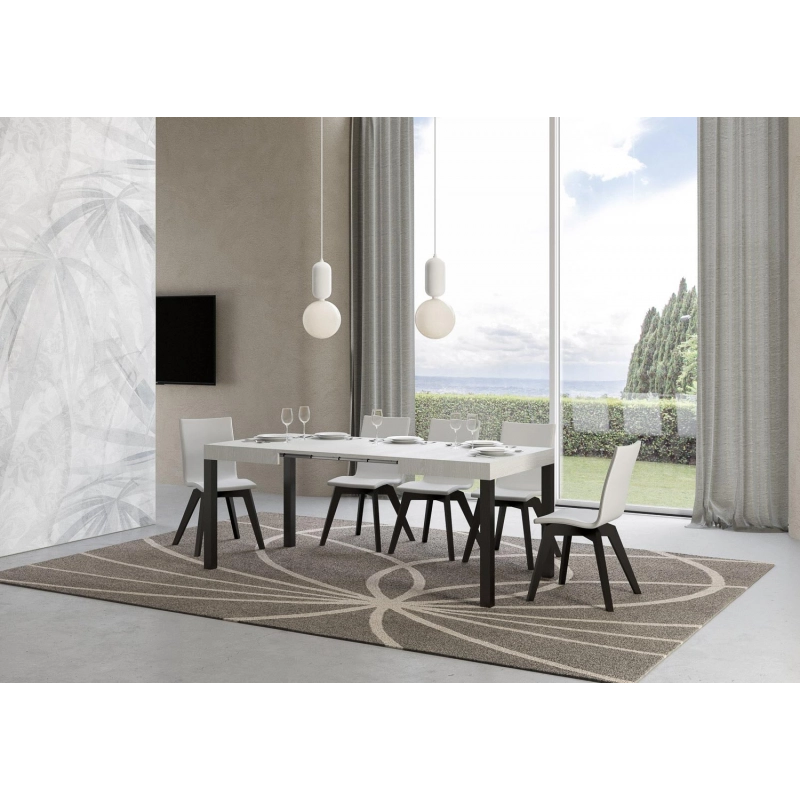 Tavolo allungabile 80x120/204 cm Everyday telaio Antracite - Bianco Frassino