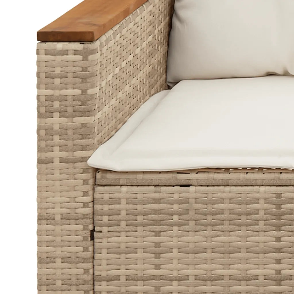 Set Divano da Giardino 5 pz con Cuscini Beige Polyrattan Acacia