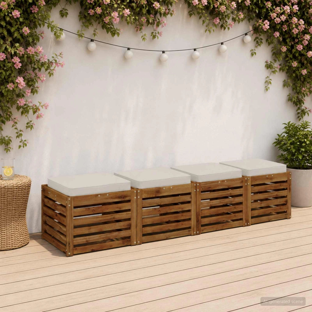 Cuscini per Sedia in 4 Pezzi VUGHT 4 pz 100% Poliestere Bianco 946212