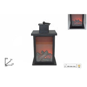 Trade Shop - Lanterna Con Fuoco Led Batteria 14 X 24 Cm Caminetto Decorativo Natale -