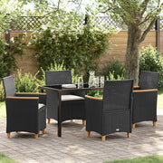 Set da Pranzo per Giardino 5 pz Nero polyrattan 3381088
