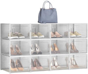 Set di 12 contenitori per scarpe - Organizzatore di scarpe in plastica - Contenitore per scarpe stivabile - Alta efficienza organizzativa - 35 x 25 x 18,5 cm