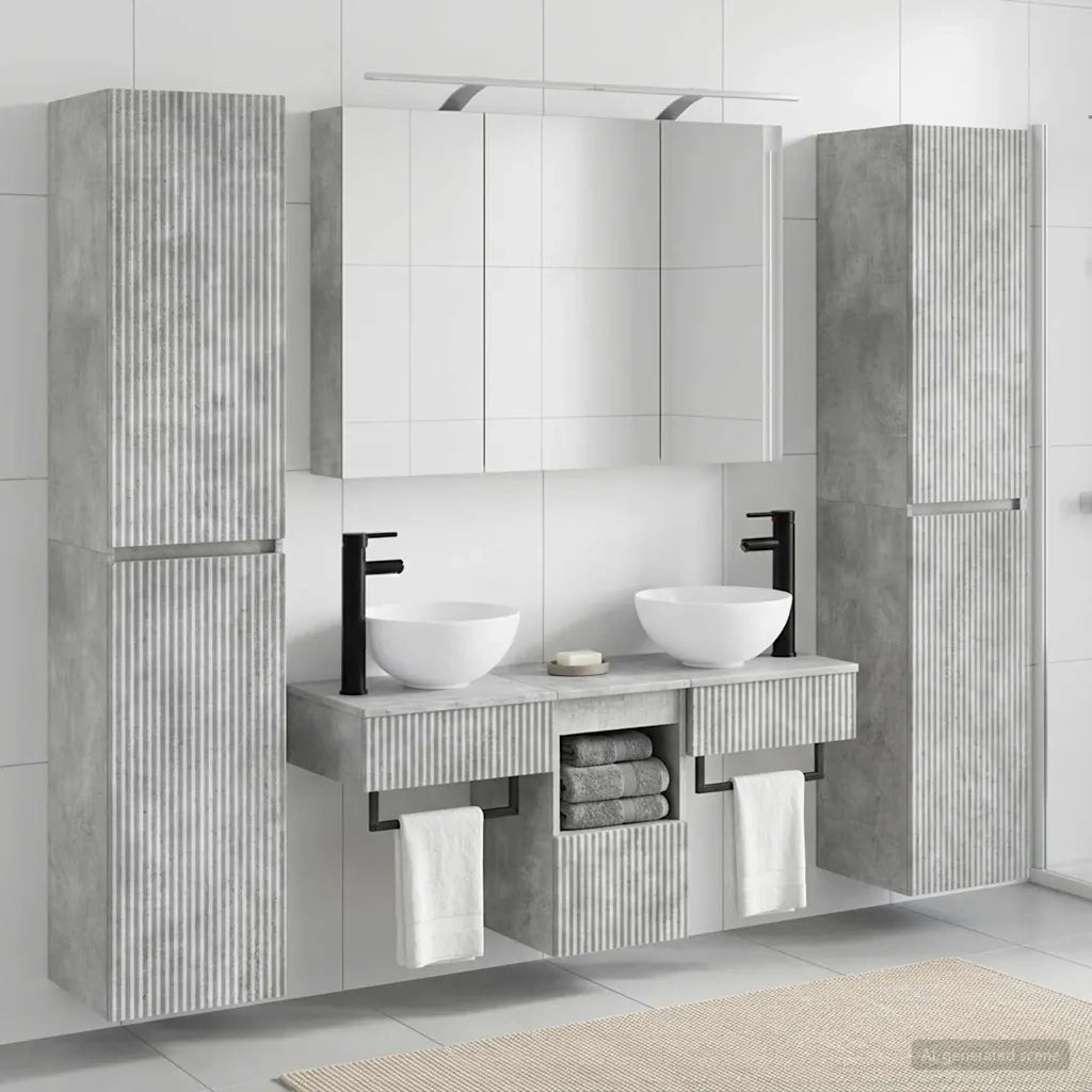 Set di mobili per il bagno 6 pz Grigio Cemento 3407178