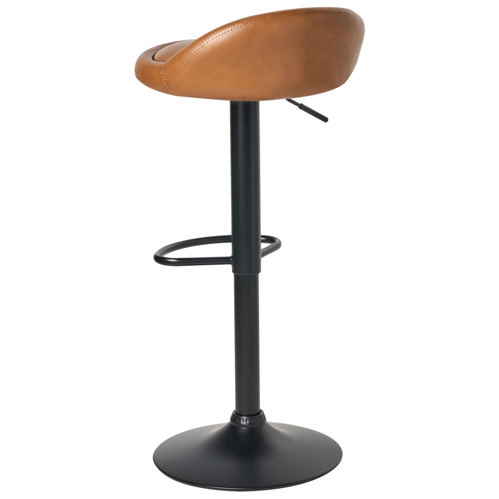 Set di 2 sedie da bar marrone rivestito in ecopelle Poggiapiedi nero girevole regolabile in altezza Moderno