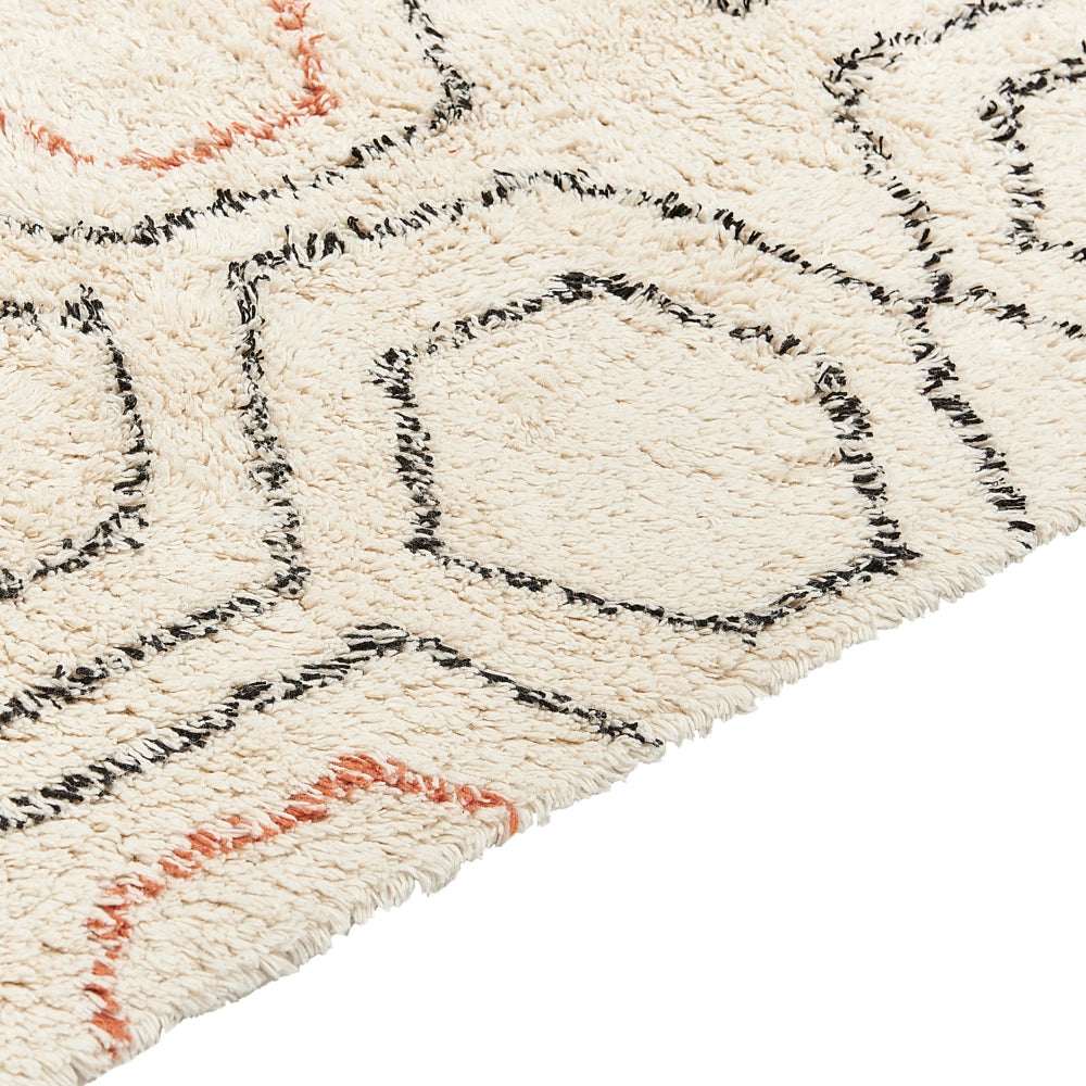 Tappeto in cotone beige e arancione 160 x 230 cm con frange e motivo geometrico camera da letto soggiorno stile boho
