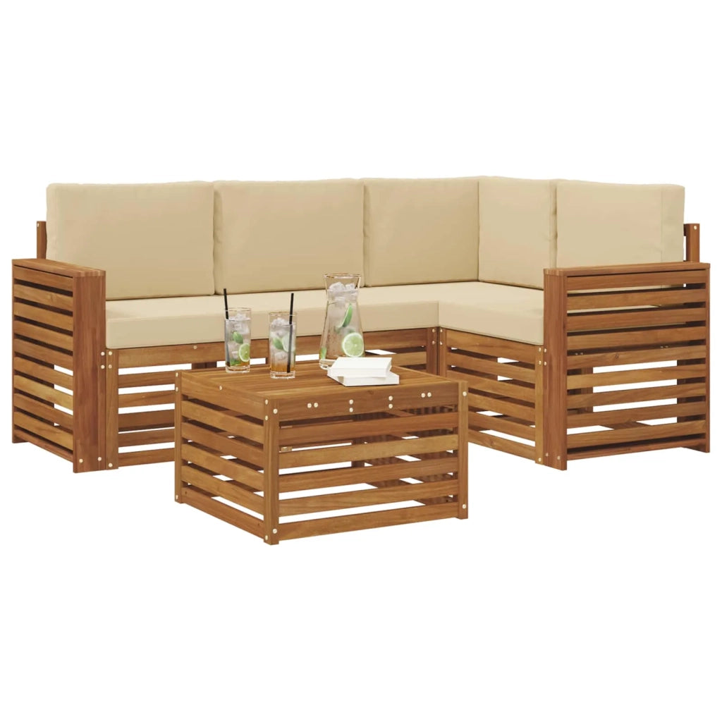 Set di divani da esterno con cuscino 5 pcs Naturale e Beige 3374778