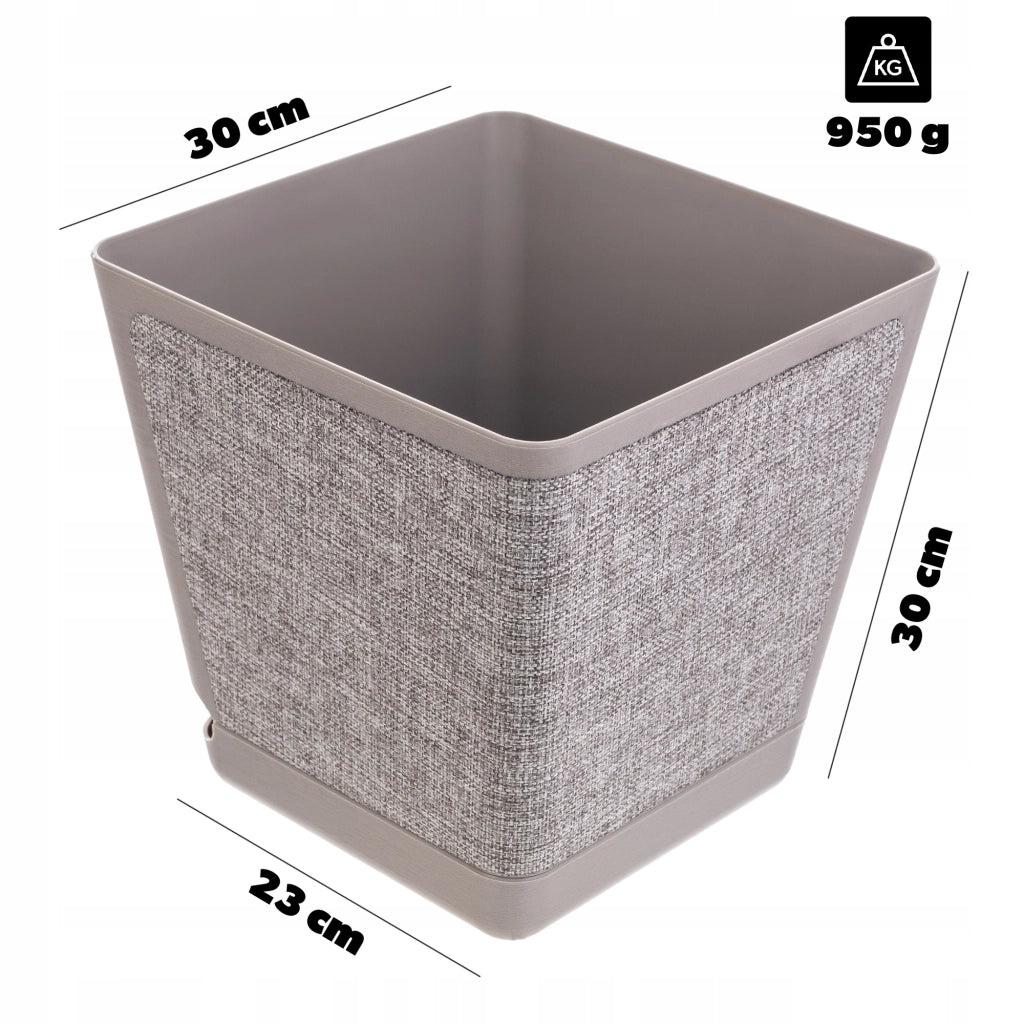 Copertura per vaso da fiori KADAX con supporto quadrato, tessuto fantasia tortora, 30 cm