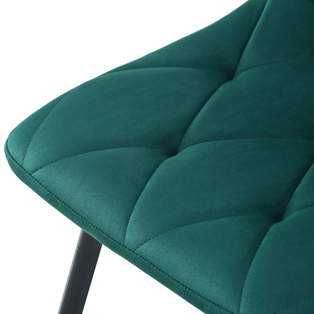 Sedia da pranzo Set da 4 con schienale imbottito, in velluto, verde scuro