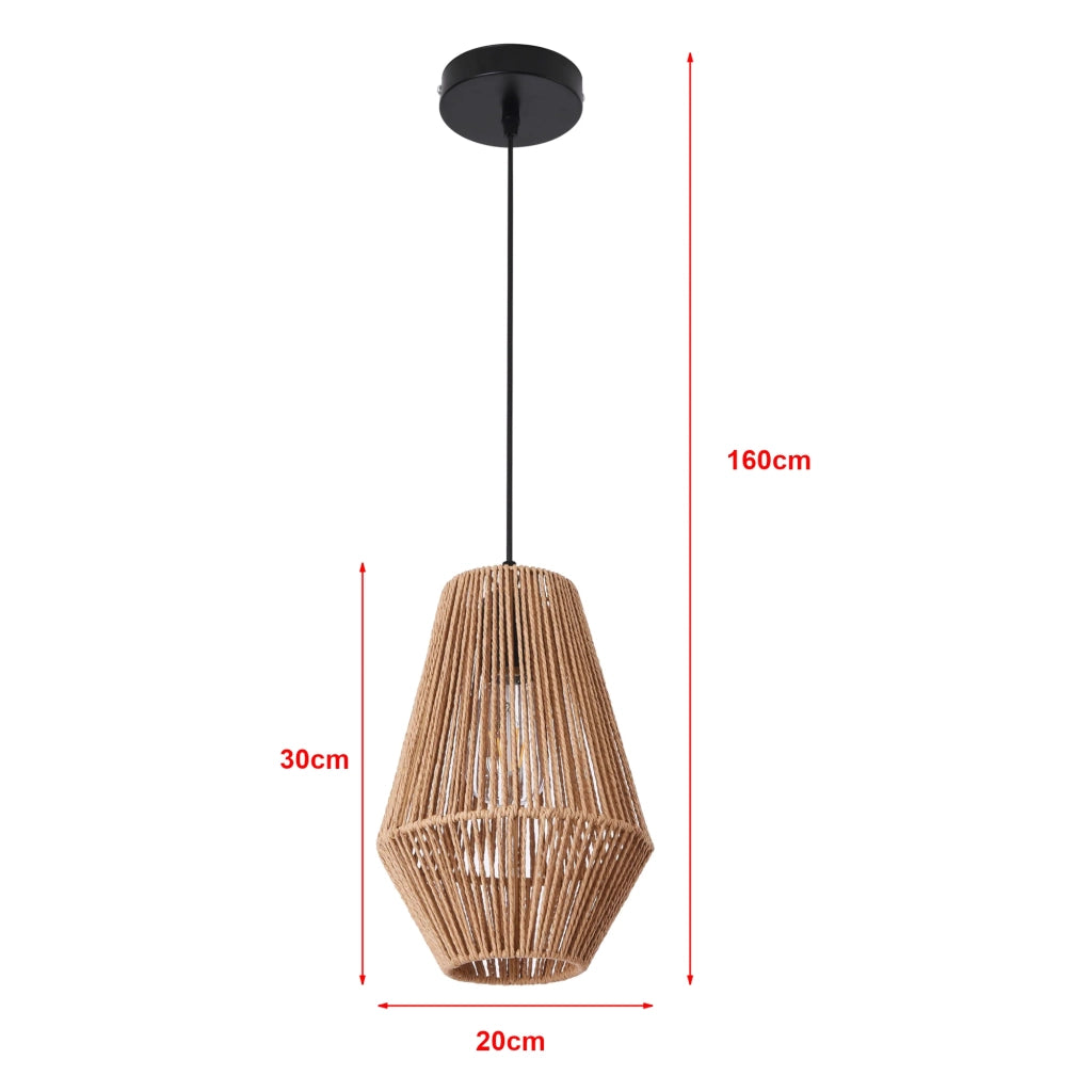 Lampadario lampada a sospensione corda metallica 160 x 20 cm beige 03_0007571
