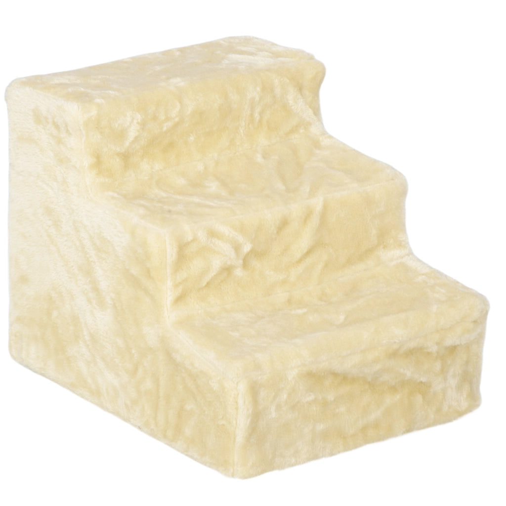 Scala per Cani a 3 Gradini per Cani e Gatti di 4,5 kg in Velluto Sfoderabile e Lavabile Beige