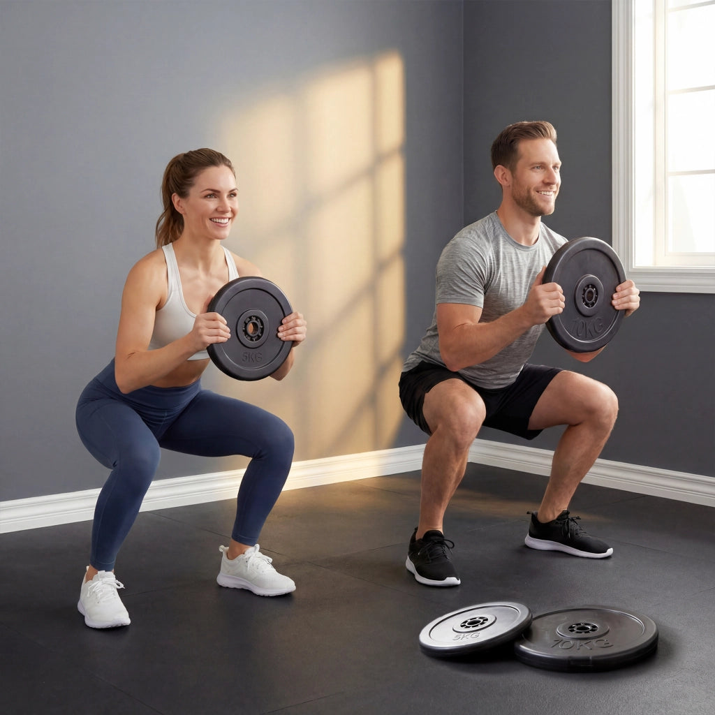 Set di 4 Dischi Pesi, Set Dischi Palestra per Allenamento, Nero