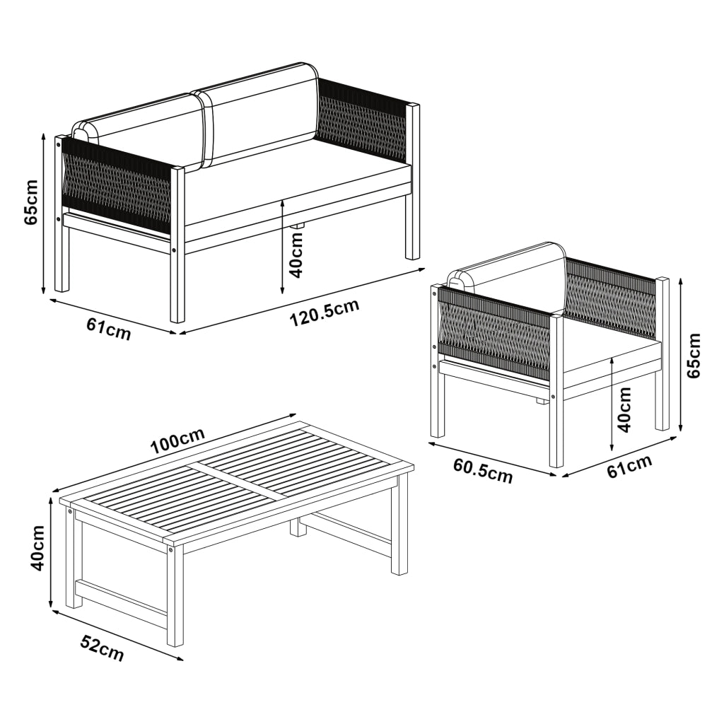 Set Salottino da Giardino Cannole in Legno di Acacia casa.pro