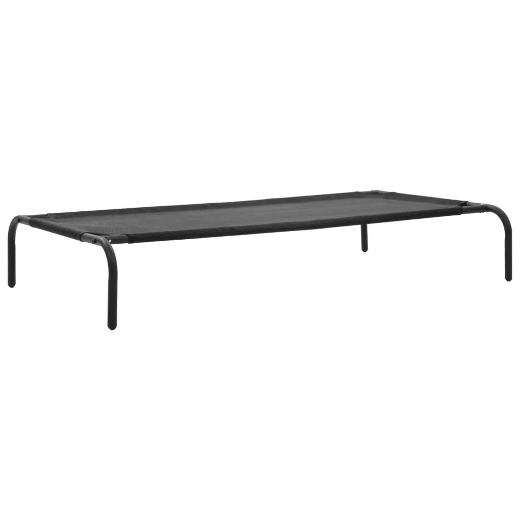 Cuccia rialzata per cani grande cesta per cani in textilene 110 x 65 x 20 cm nero 02_0001543