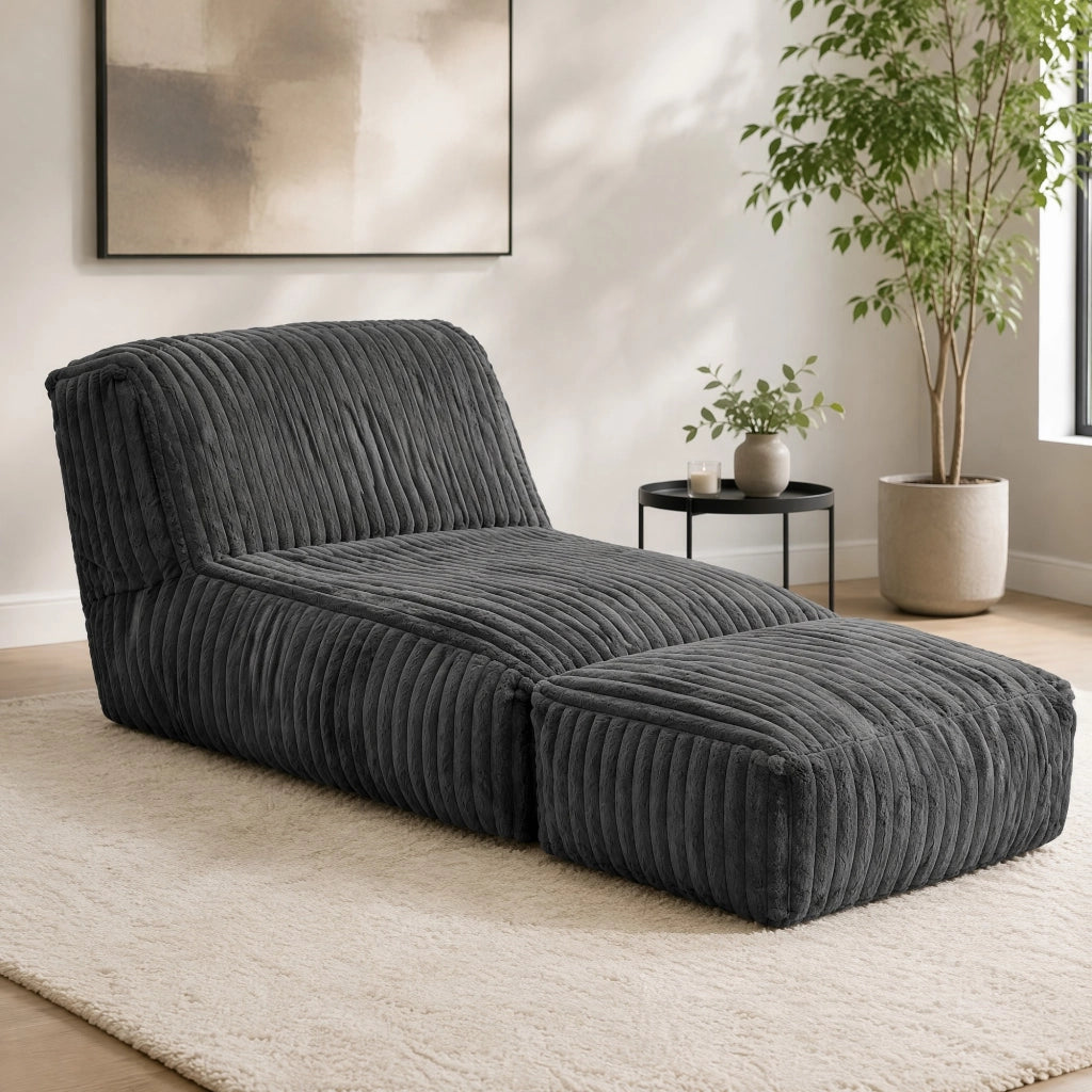 DIVANO LETTO Modulare da terra Grigio scuro in flanella