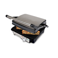 SOGO Piastra Grill 180° e Pressa per Sandwich – 4 Fette, Antiaderente, 2000W, Acciaio Inox