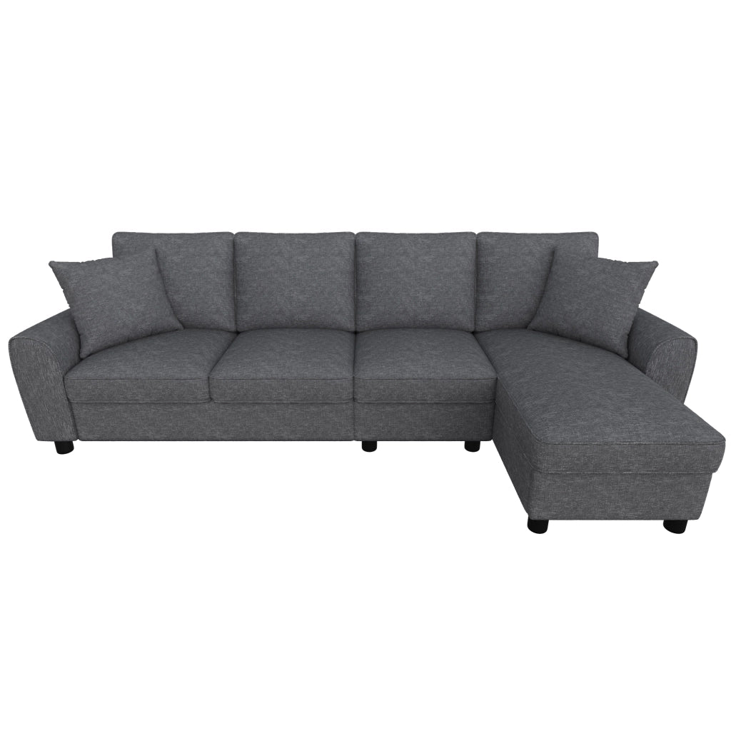 Divano modulare a L in Chenille grigio con chaise longue contenitore, 4 posti, 280¡Á136¡Á82 cm