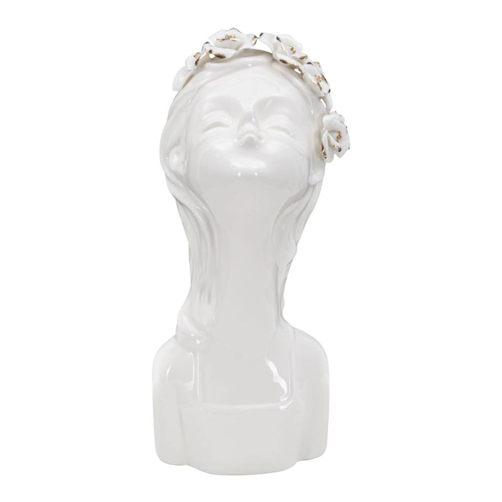 Vaso Decorativo Viso 33, Bianco, Porcellana, 10x14x26 cm