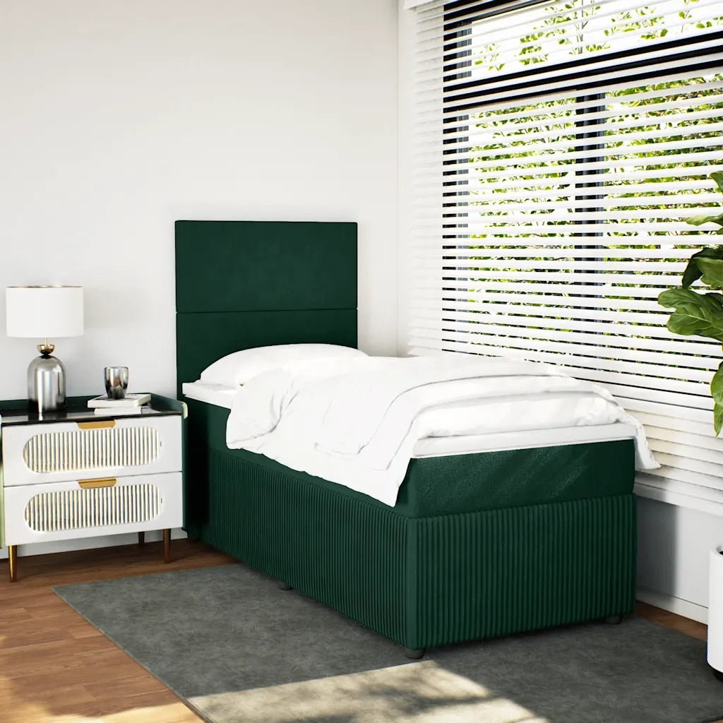 Giroletto a Molle con Materasso Verde Scuro 90x200 cm Velluto