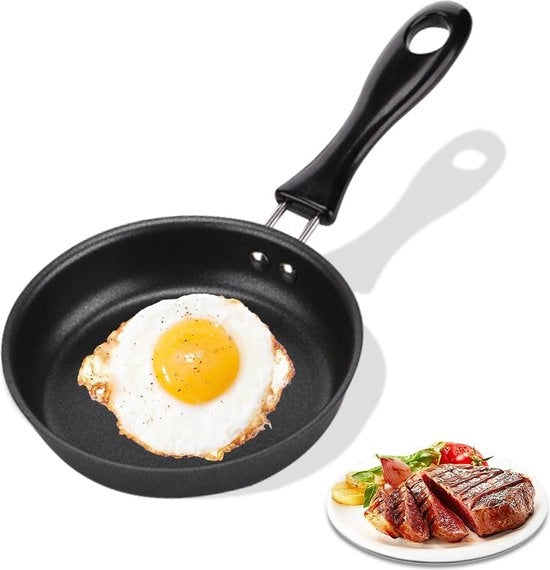 Wok e Frittiera - Frittiera - Antiaffampan - Ø12cm - Mini - Frittiera Mini Antiaffamante - Adatto per Induzione - Senza PFAS - Nero Marmo - Frittiera - Piatto per Hamburger - Speciale per Uova Fritte