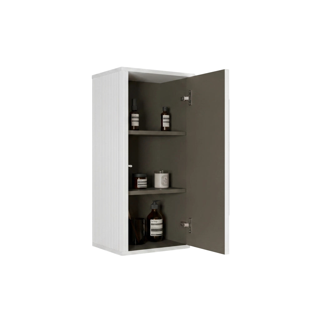 Armadietto da parete per bagno 36x29x75 cm bianco, con scanalature e push-to-open