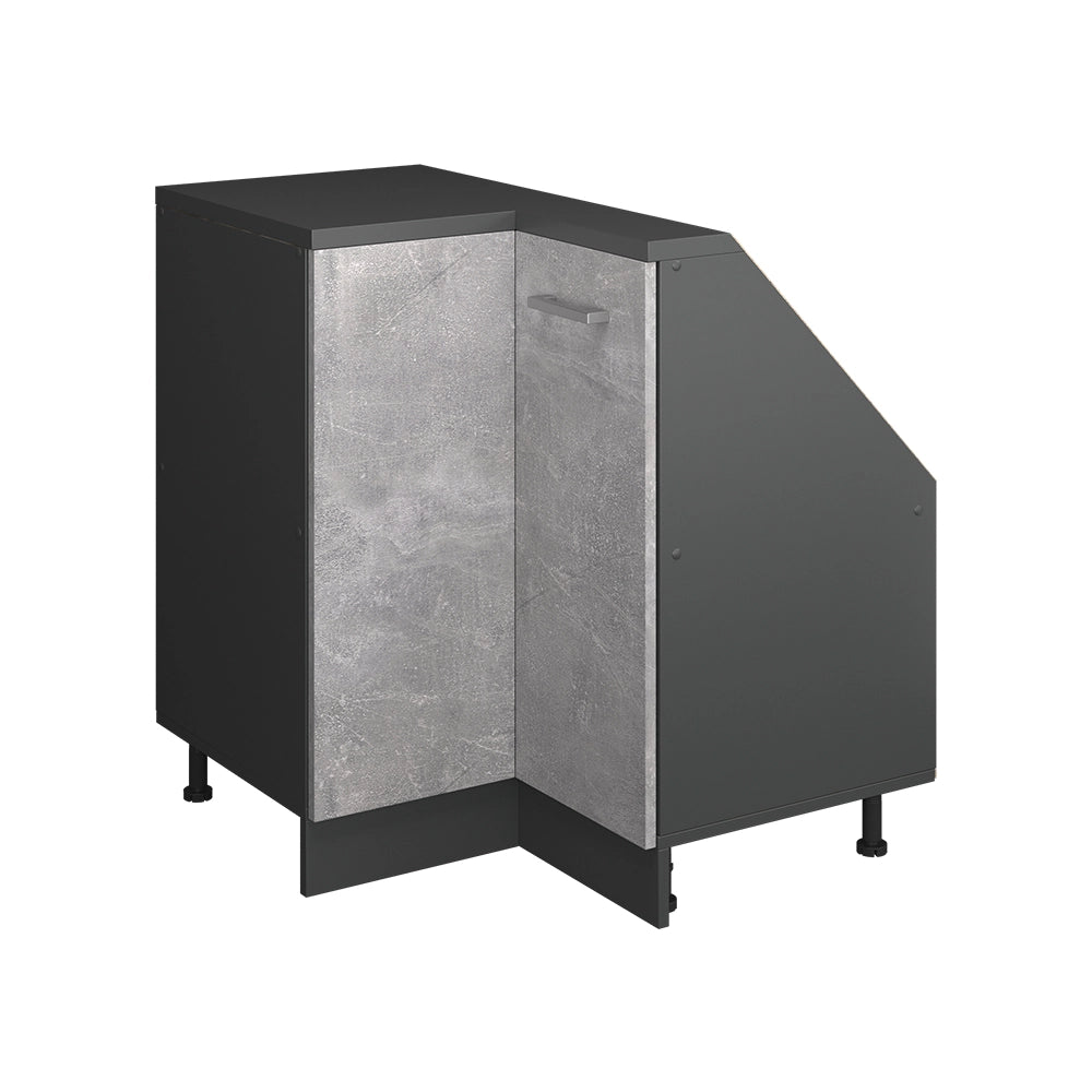Mobile cucina angolare per sottotetto R-Line Calcestruzzo/Antracite 75.6 cm con 1 porta Vicco