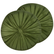 set di 2 cuscini decorativi moderni in velluto plissettato verde rotondo 38 cm soggiorno camera da letto