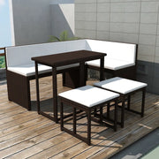 Set da Giardino 5 pz Pieghevole in Acciaio e Polyrattan Marrone cod mxl 36158