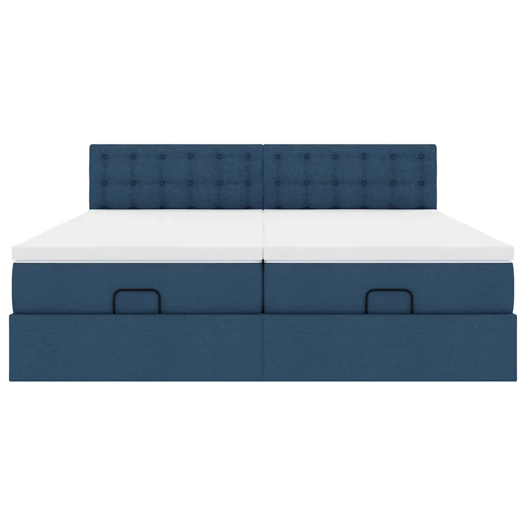 Struttura Letto Pouf con Materassi Blu 180x200cm in Tessuto