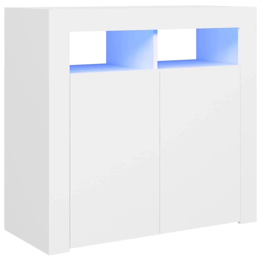 Buffet credenza cassettiera mobiletto mobile contenitore organizer per cucina soggiorno salotto con luci LED 80 x 35 x 75 cm bianco 02_0029858