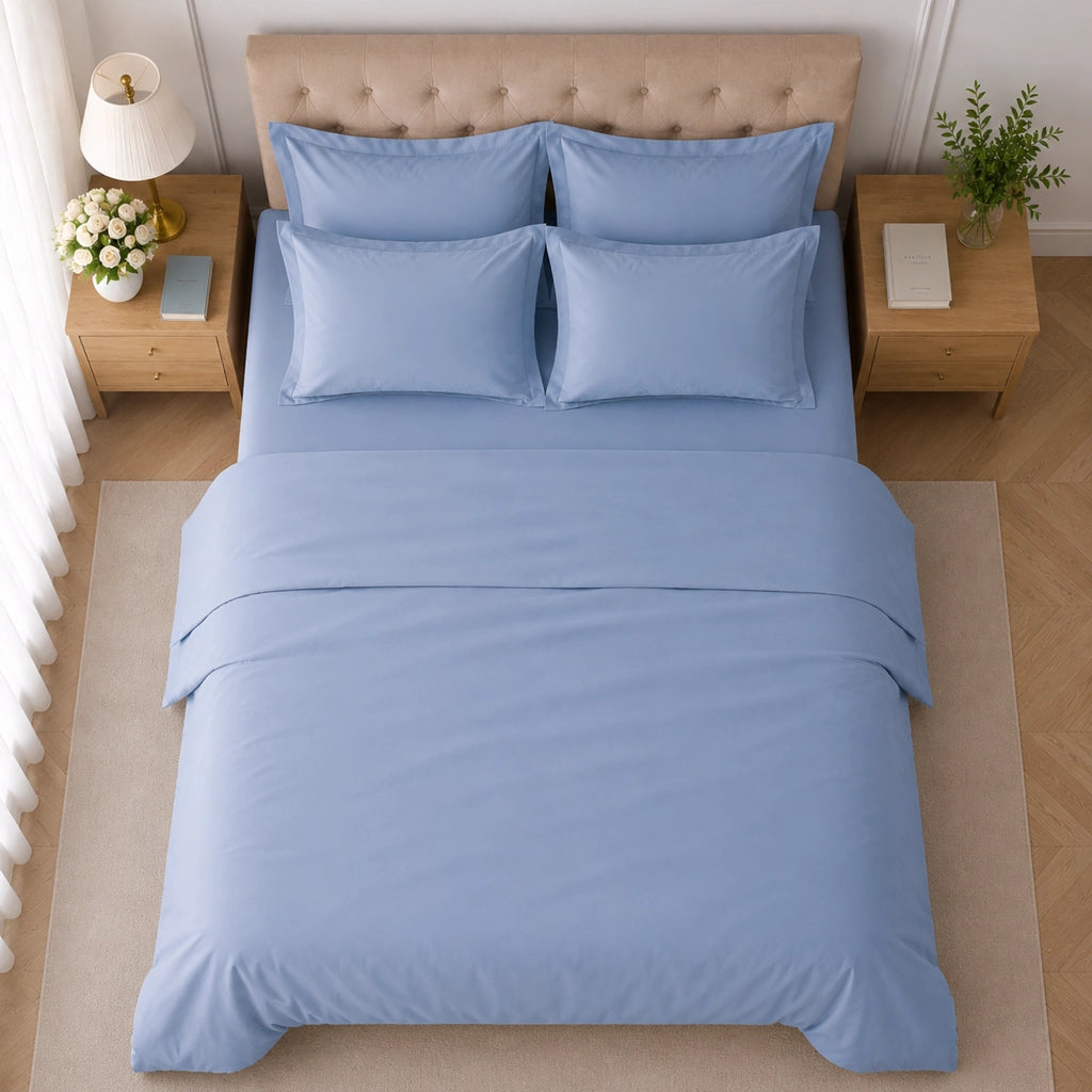 Rotira, set Completo Letto Piazza e Mezza in Cotone, blu Cadetto