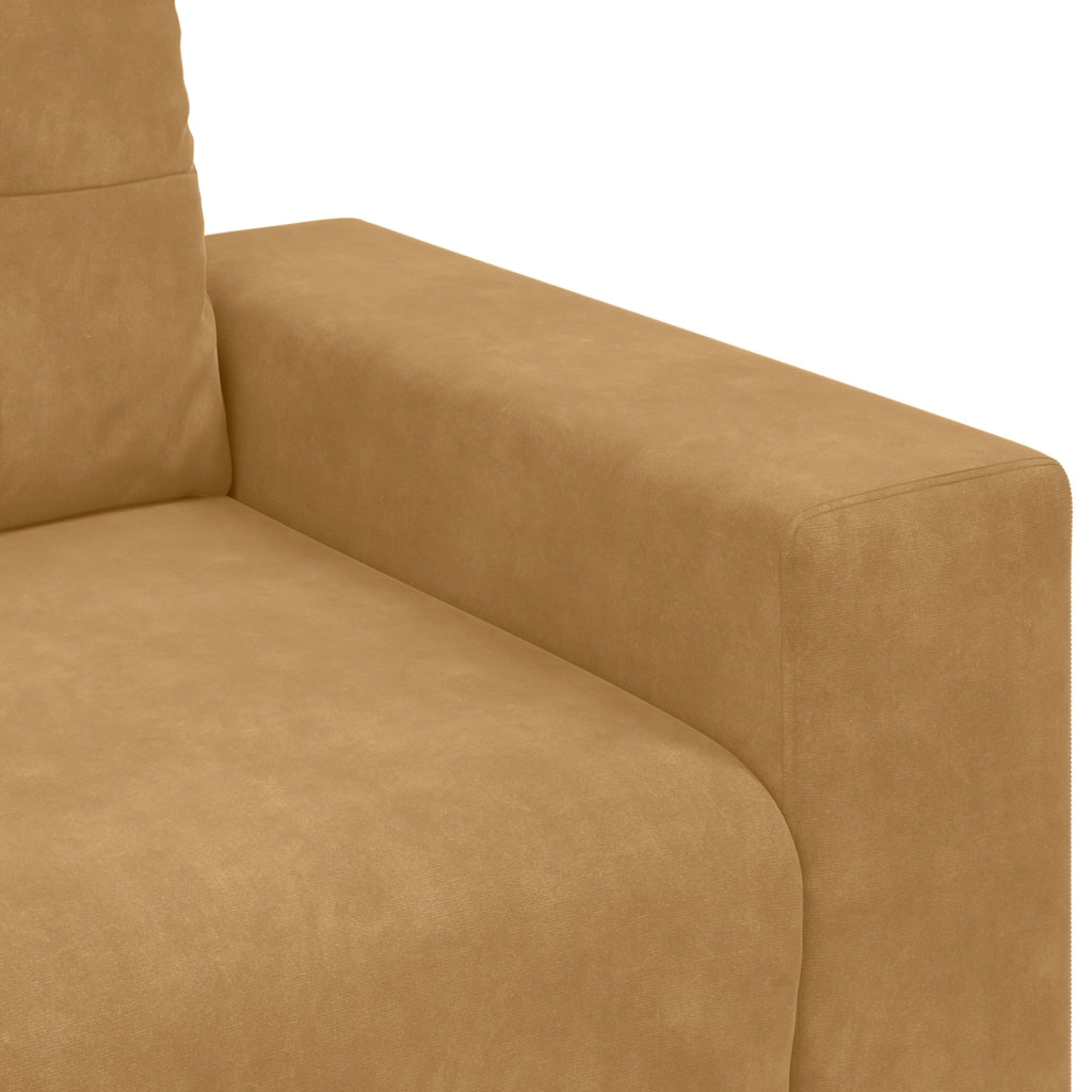 Set divano 3 pezzi con cuscini in velluto marrone