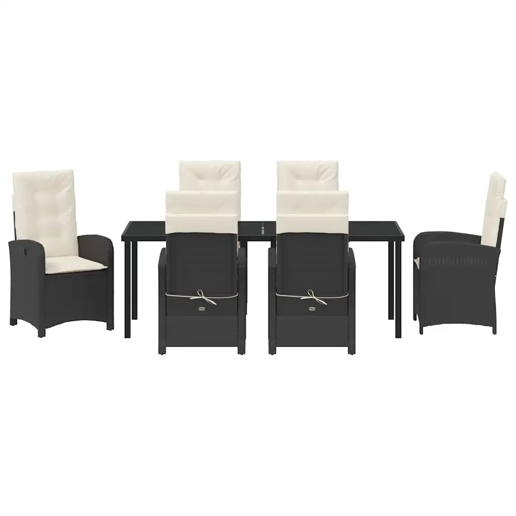 Set da Pranzo per Giardino con cuscino 7 pcs Nero polyrattan 3380258