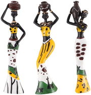 Set di 3 Sculture Handpainted Africane per Decorazione Interna