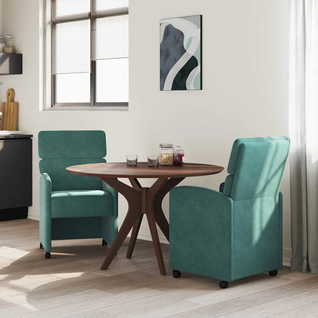 Sedie da Pranzo con Ruote 2 pcs Verde scuro 58 x 65 x 98 cm 42017877