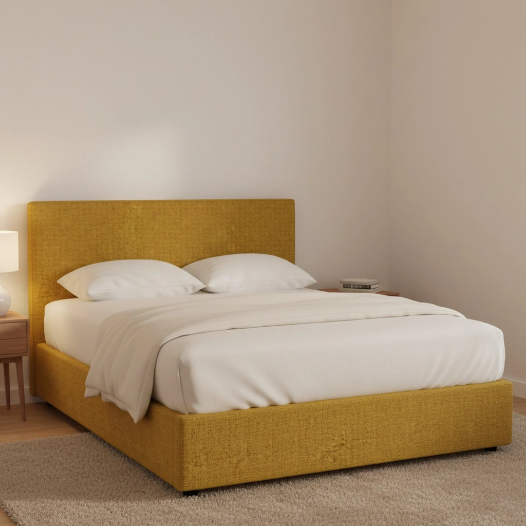 Worthing, Letto Matrimoniale Sfoderabile Made in Italy, Giallo Ocra