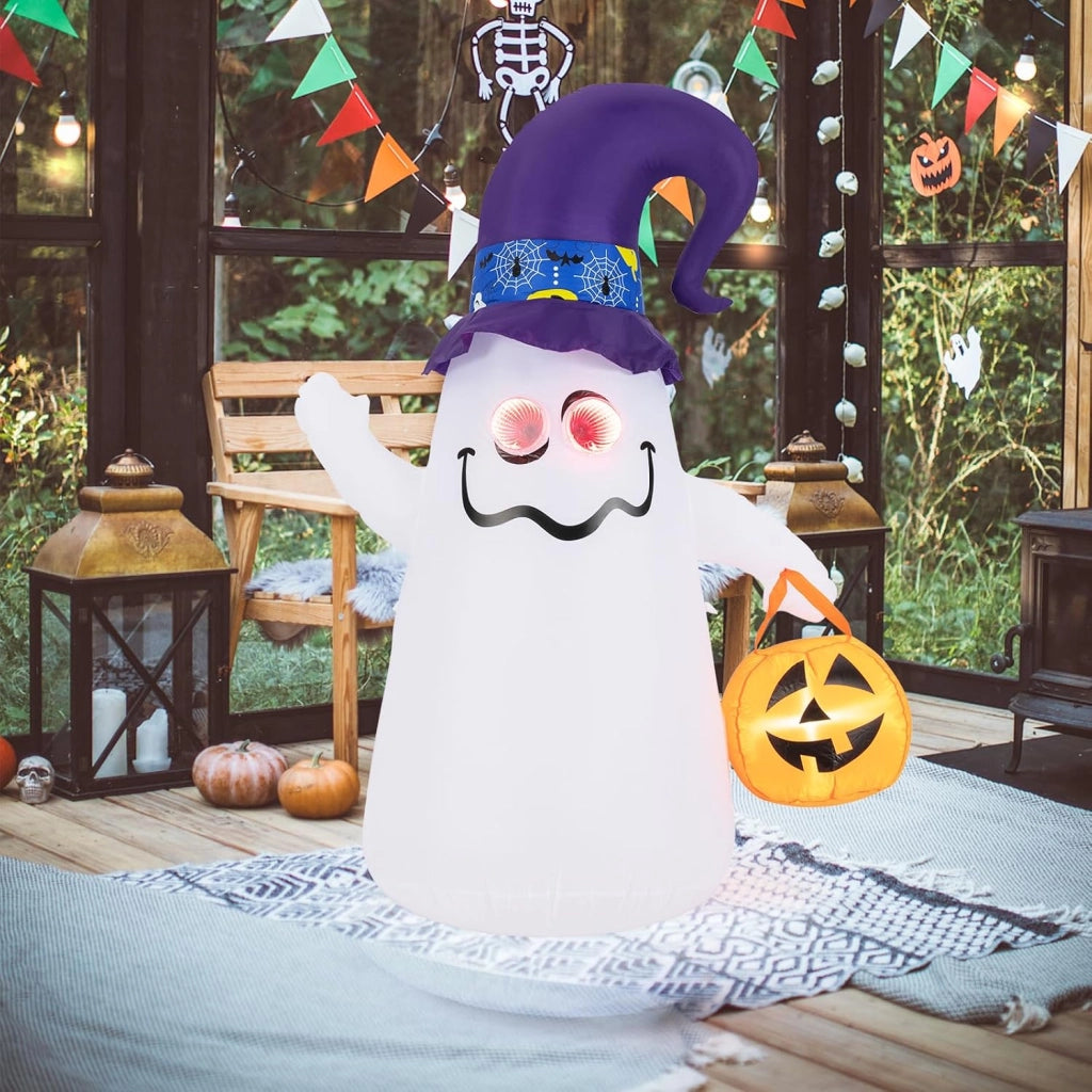 Decorazione Halloween, Fantome Halloween con Zucca Gonfiabile, Luci agli Occhi e Luce LED Brillante, Soffiatore Integrato, Costruzione Stabile, Decorazione Halloween Interni ed Esterni