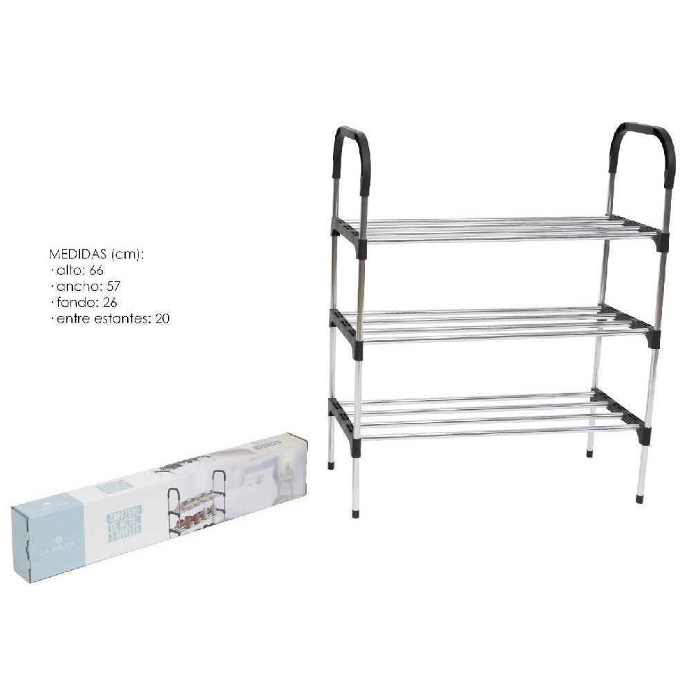 Trade Shop - Scarpiera In Metallo Plastica 3 Livelli 57x26x66cm Salvaspazio Porta Scarpe Casa -