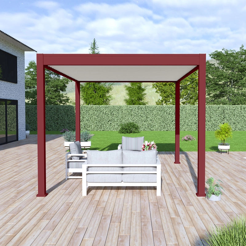Pergola bioclimatica autoportante OmbrÃ©a VS - 3x4M Rosso basco + 1 tenda 4M bianca