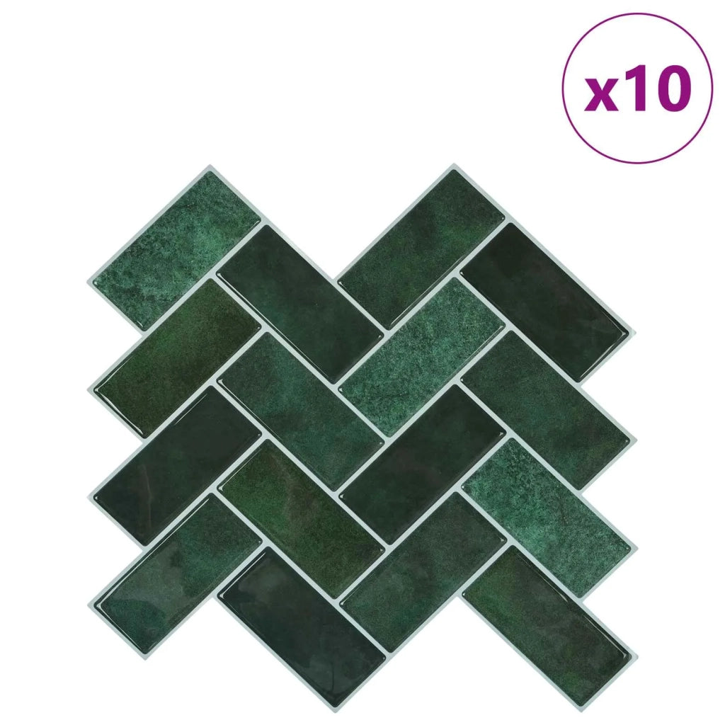 Piastrella a Spina di Pesce 10 pcs Verde Scuro 30 x 30 cm