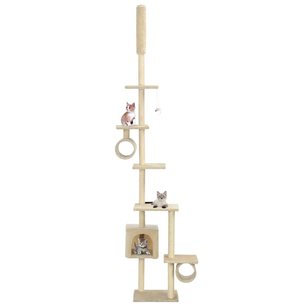 Albero per Gatti con Pali Tiragraffi in Sisal 260 cm Beige 170534