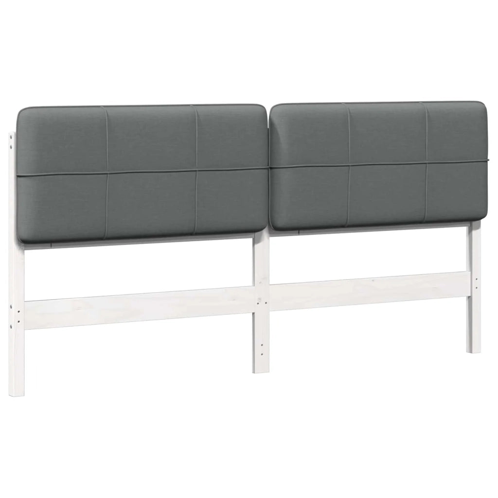 Testiera imbottita Bianco e grigio chiaro 180 cm Pino massello