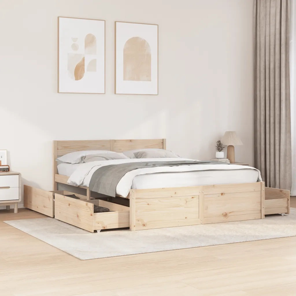 Letto senza Materasso 150x200 cm in Legno Massello di Pino 3282345