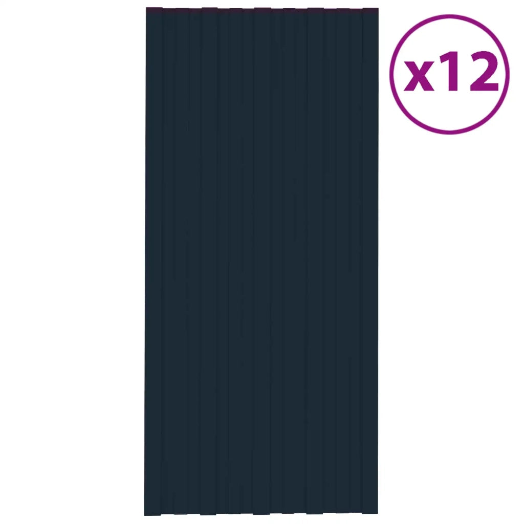 Pannello per tetto 12 pcs Antracite 100 x 45 cm Acciaio zincato