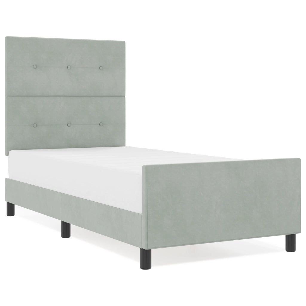 Struttura del Letto Grigio Chiaro 90x190 cm in Velluto
