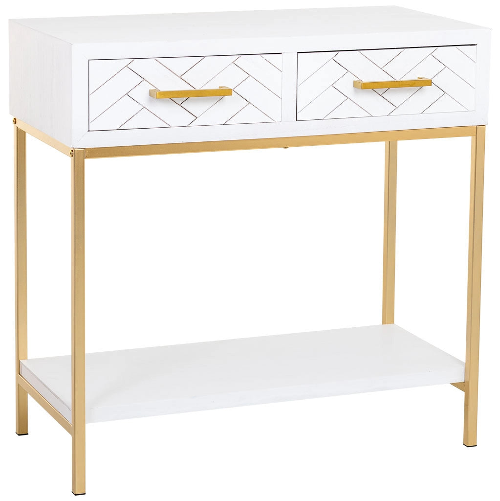 Mobile ingresso con 2 cassetti, legno e metallo, 80x42x79h cm