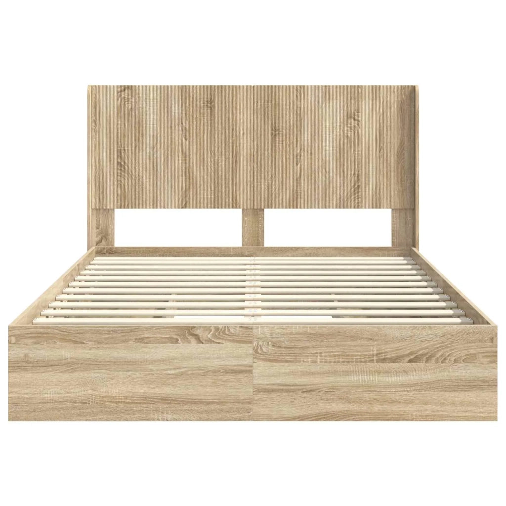 Struttura del letto con stoccaggio e testata Rovere Sonoma