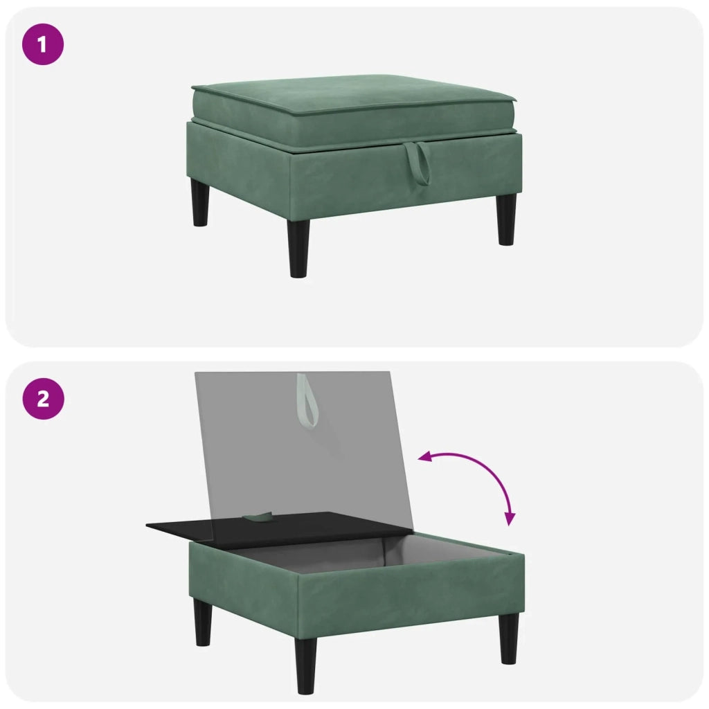 Pouf con Storage Verde Mare Velluto 42027142