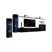 Mobile da soggiorno a parete SWITCH XI design, colore nero lucido.
